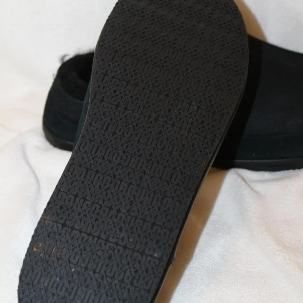 NIB UGG MEN'S PARKDALE SLIP ON SUEDE‎ SHEARLING LINED CLOG SLIPPERS BLACK